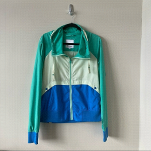 BENCH-BLUE & Green Colour Block Windbreaker (Size:Large)